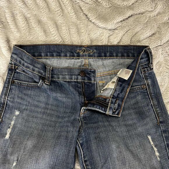 Old Navy The Diva Jeans Womens 2 Regular Blue Denim Straight Low Rise Distressed - Picture 4 of 10